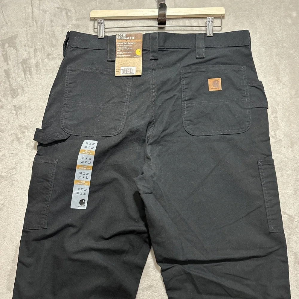 Carhartt Pants Mens 38x32 Loose Straight Washed Duck Dungaree Black Original Fit